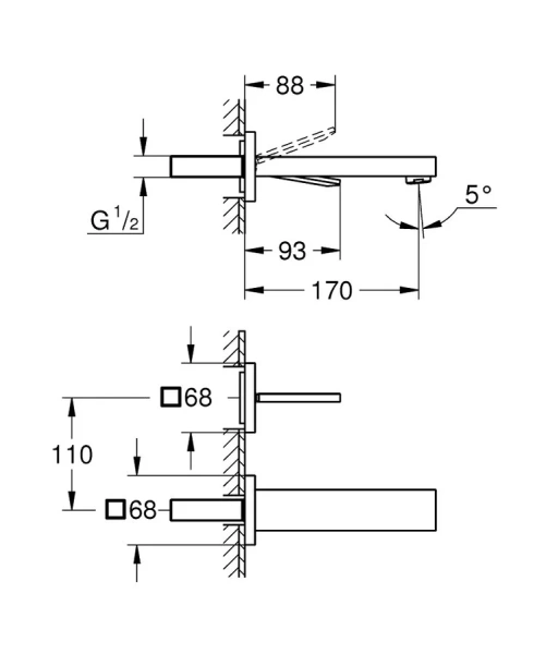 Смеситель для раковины Grohe Eurocube Joy 19997000 с внутренней частью (детальная фотография), для раковины