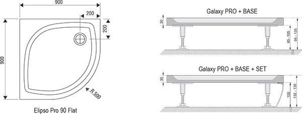 Душевой поддон, цвет белый, Ravak Elipso Pro Flat 90 XA237711010 (детальная фотография), белые