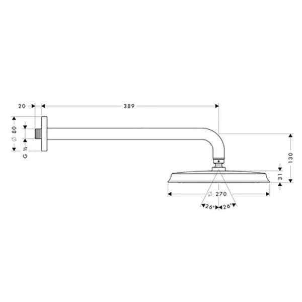 Верхний душ Hansgrohe Raindance Classic хром/золото 27424090 (детальная фотография) index_1