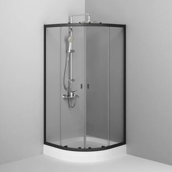 Душевой уголок Am.Pm X-Joy 90x90 см с поддоном, черный профиль W88E-205-090BT64 (детальная фотография), черные