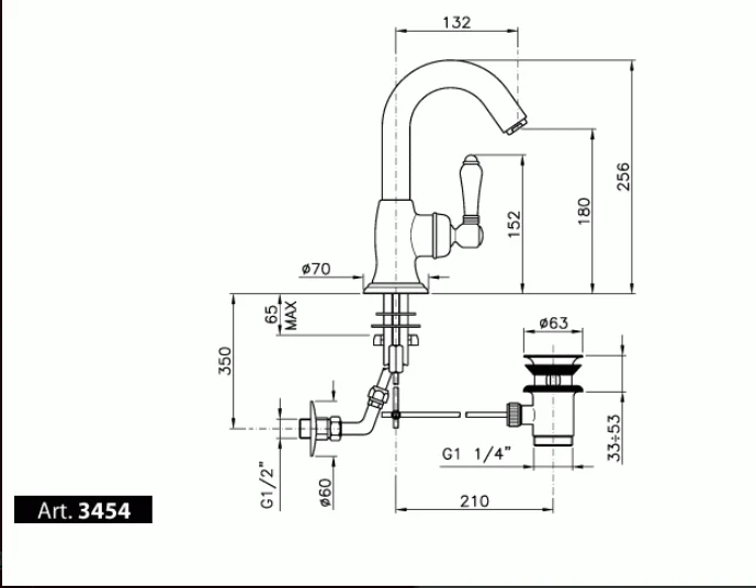Смеситель для раковины, хром, Nicolazzi Cinquanta 3454CR75C (детальная фотография), для раковины