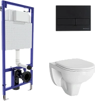 Унитаз с инсталляцией BERGES Gamma клавиша черная матовая