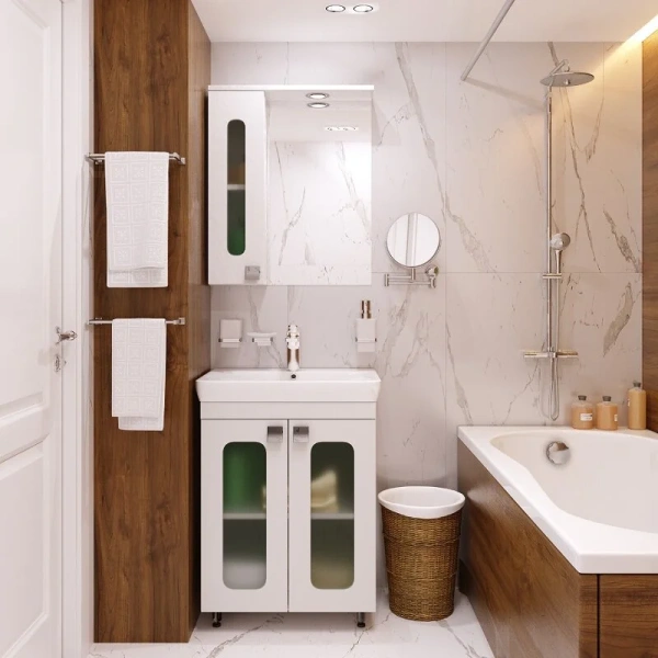 Зеркальный шкаф с подсветкой Misty Урал 50 см левый Э-Ура-04050-021Л (детальная фотография), белые