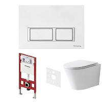 Унитаз с инсталляцией Tece TECEspring панель смыва белая