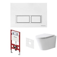 Унитаз с инсталляцией Tece TECEspring панель смыва белая