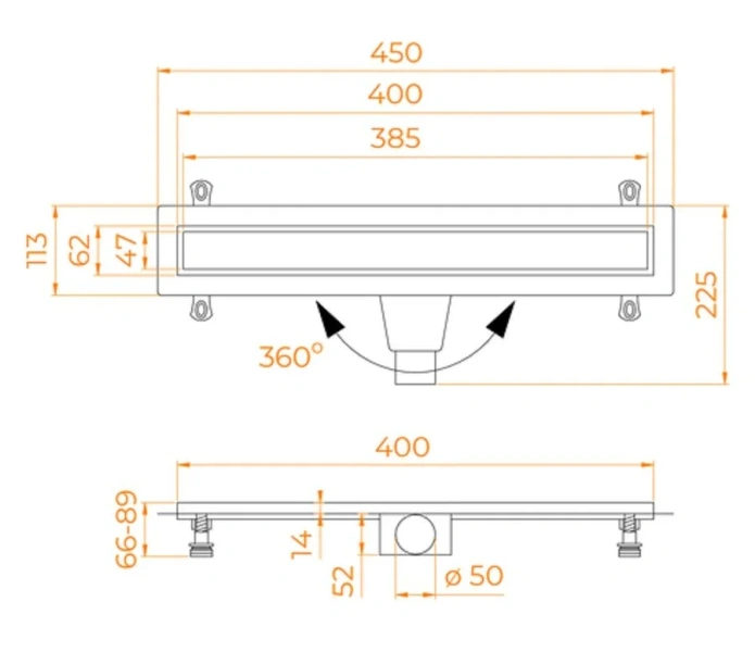 Душевой лоток RGW Drain Leo 40 см золото 60213140-06 (детальная фотография), душевой лоток
