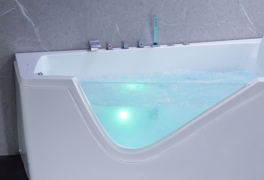 Ванна акриловая Gemy 170x130 см правосторонняя G9056 B R (детальная фотография), с гидромассажем, большие, двухместные, глубокие