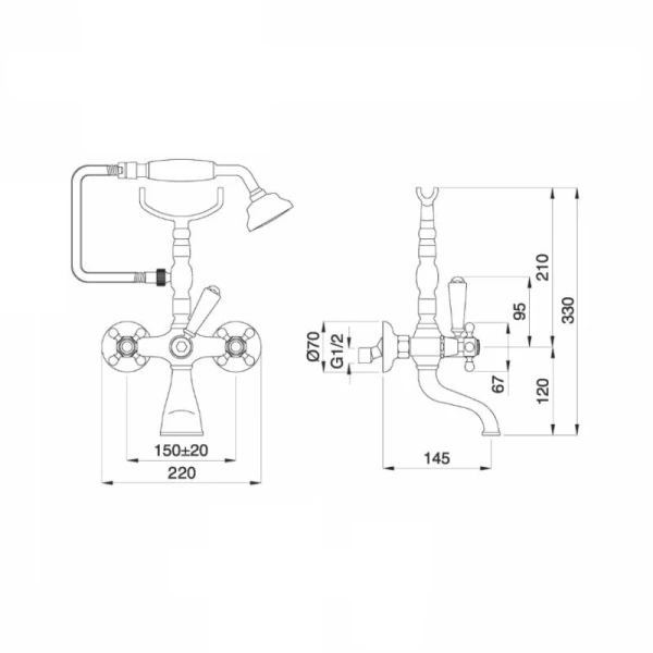 Смеситель для ванны Migliore Revival хром 19498 (детальная фотография), для ванны
