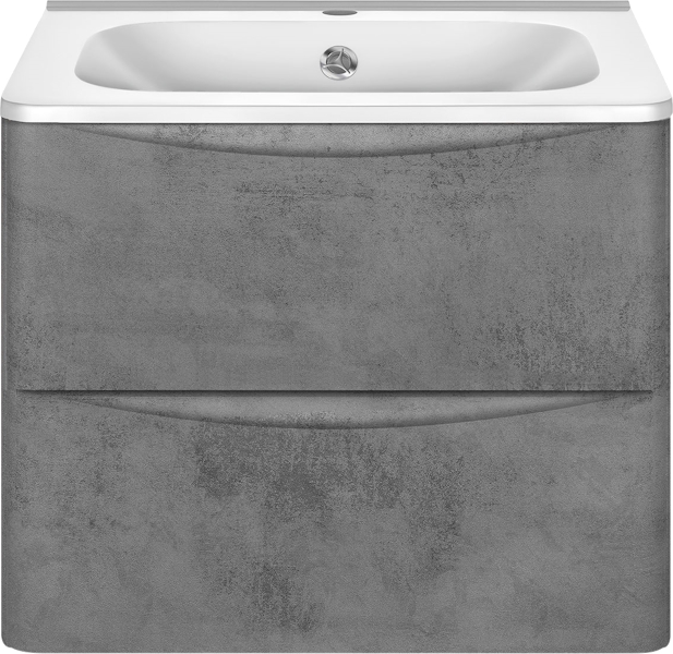 Тумба с раковиной подвесная Vincea Paola VMC-2P600 59,4 см с двумя выдвижными ящиками (детальная фотография), белая, светло-коричневая, серая