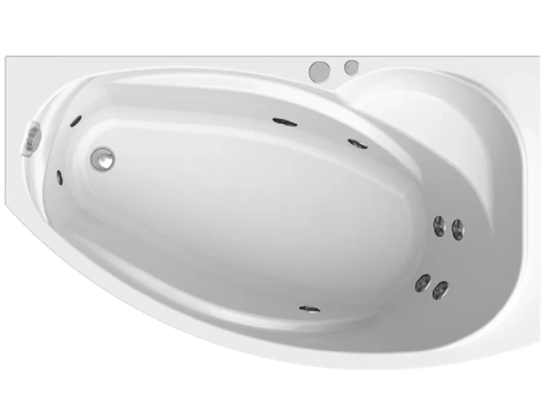 Ванна гидромассажная акриловая Vannesa Massage София с полотенцедержателями, 169 х 99 см, система баланс хром, левая/правая 2-76-2-1-0-223 (детальная фотография), асимметричные