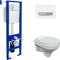 Унитаз с инсталляцией BERGES кнопка хром/белая