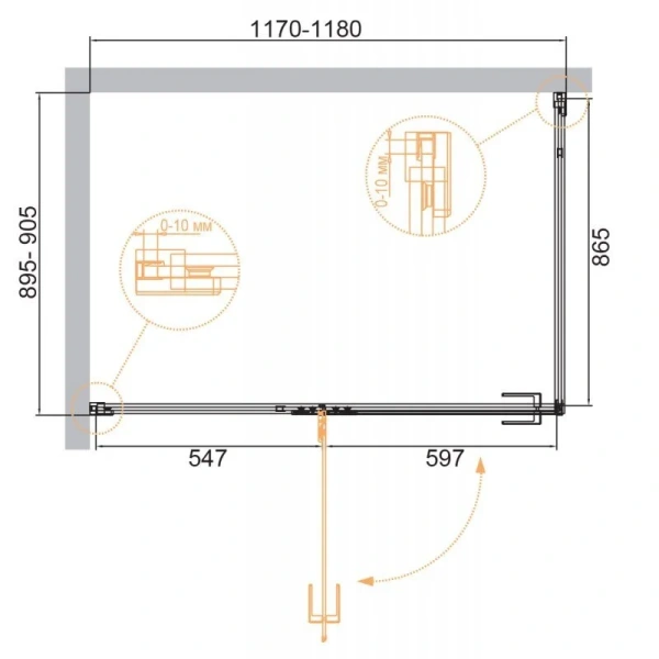Душевой уголок Cezares Bellagio 120x90 см профиль черный BELLAGIO-AH-1-120/90-C-NERO (детальная фотография), прямоугольные