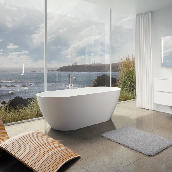 Ванна из литьевого мрамора Riho Bilbao 170х80 см белая B118001105 (детальная фотография), современныe, hi-tech