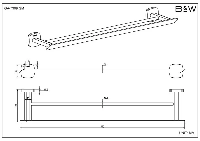 Набор аксессуаров для ванной Black&White Gravity оружейная сталь 7810GM (детальная фотография), комбинированные, другие index_1