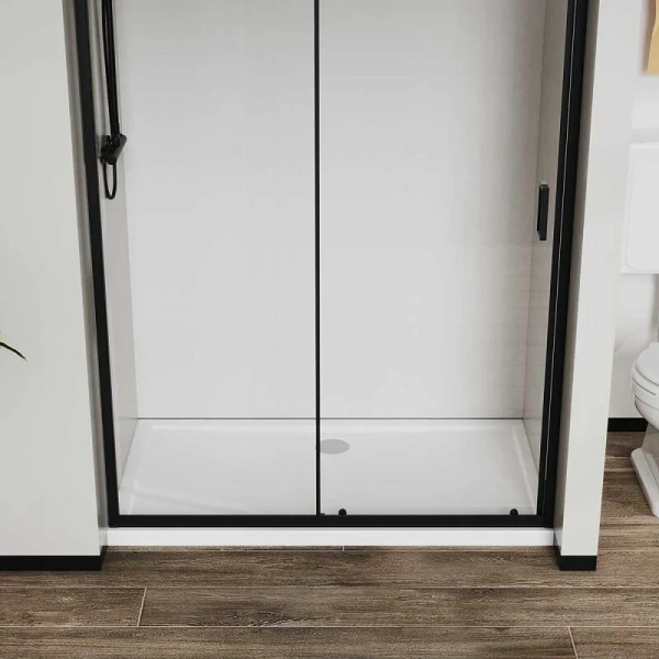 Душевая дверь в нишу Vincea City 150 см профиль черный стекло прозрачное VDS-5CT150CLB (детальная фотография), в нишу, стеклянные