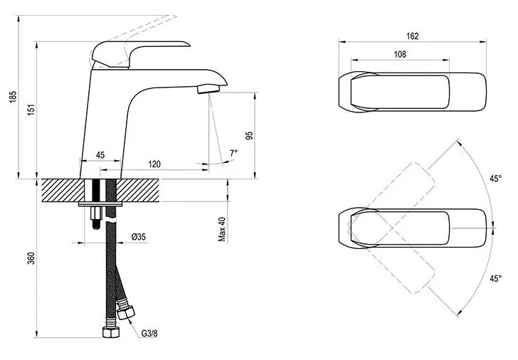 Смеситель для раковины Ravak Flat FL 014.00 X070118 (детальная фотография), для раковины