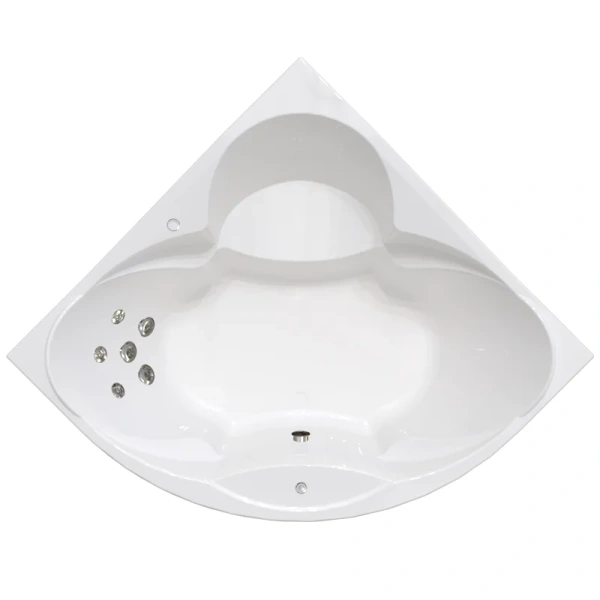Гидромассажная ванна Радомир Филадельфия 1-79-2-0-0-042, 168 х 168 см, рама-подставка, фронтальный экран, сифон, слив-перелив автомат, гидромассаж Стандарт хром пневмокнопка, массаж спины, белая (детальная фотография)