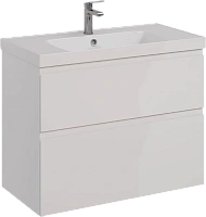 Тумба под раковину подвесная Lemark Veon 90 см белый глянец