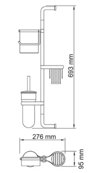 Стойка для ванной WasserKRAFT светлая бронза K-1458 (детальная фотография), современные, hi-tech