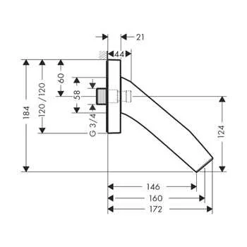 Излив для ванны Axor Starck Organic 12417000 (детальная фотография), для ванны