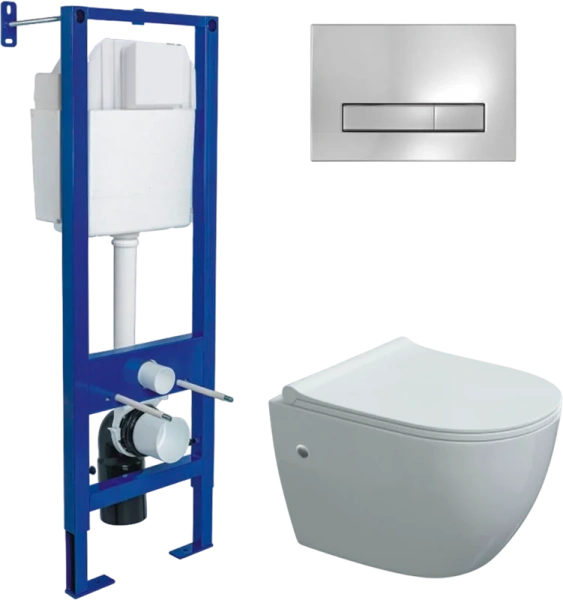 Унитаз с инсталляцией BERGES Okus клавиша хром глянец 042447 (детальная фотография)