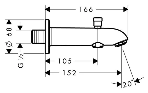 Излив для ванны с переключателем Hansgrohe 13423000 (детальная фотография), для ванны