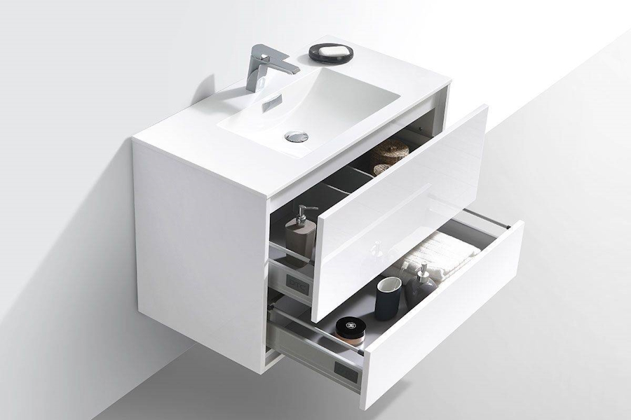 Тумба под раковину подвесная Vincea Alessia 90 см L.White VMC-1S900LW (детальная фотография), современная, hi-tech