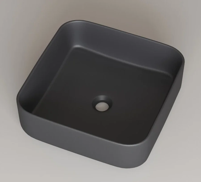 Раковина IDDIS Bridge 39 см серая матовая BRIGM04i27 (детальная фотография), маленькие, в форме чаши, квадратная