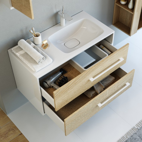 Тумба под раковину подвесная Aqwella Майами 90 см правая Mai.01.09/R (детальная фотография), современная, hi-tech