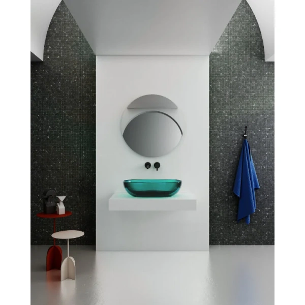 Раковина Abber Kristall 60 см бирюзовая AT2805Aquamarin (детальная фотография), в форме чаши, круглой формы