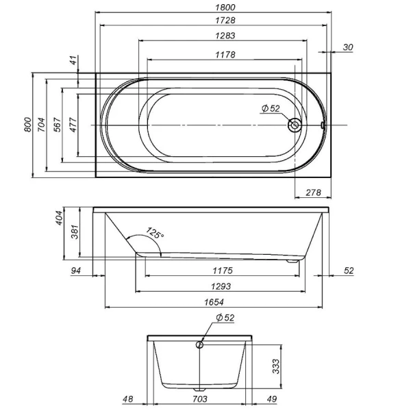 Ванна акриловая Am.Pm X-Joy 180x80 белая W94A-180-080W-A (детальная фотография), акриловые