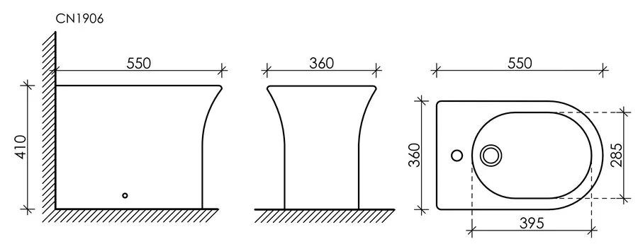 Биде напольное Ceramica Nova Star белое CN1906 (детальная фотография), круглой формы index_1