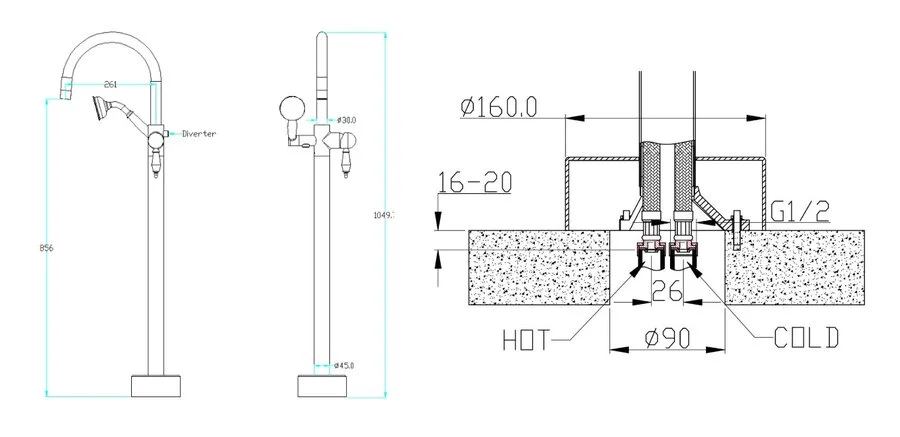 Смеситель для ванны Boheme Medici bronze 309 (детальная фотография), для ванны