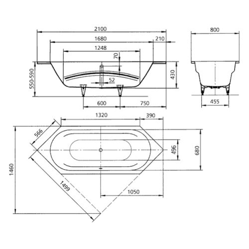 Ванна с противоскользящим покрытием antislip Kaldewei Ambiente 233230000001 (детальная фотография), глубокие