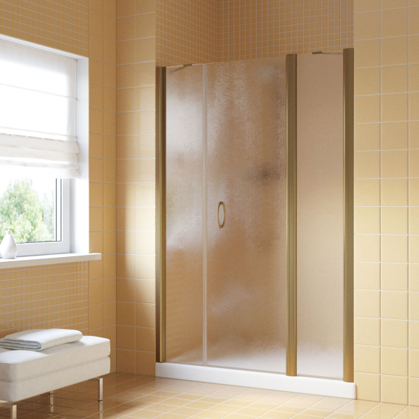 Душевая дверь профиль бронза стекло шиншилла Vegas-glass EP-2F 135 05 02 R (детальная фотография)