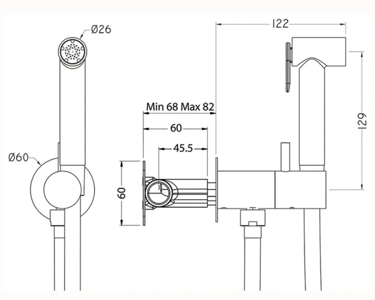 Гигиенический душ со смесителем Cisal Shower черный CV00797540 (детальная фотография), для туалета