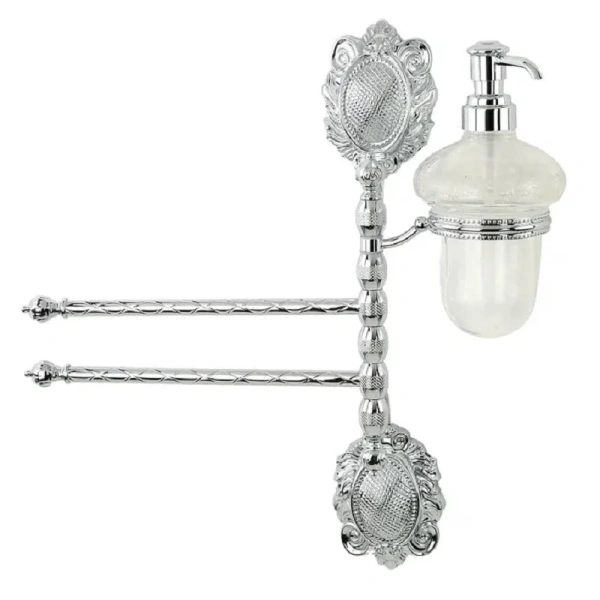 Полотенцедержатель с дозатором для мыла Migliore Cleopatra 166 прозрачное стекло (детальная фотография), хром, бронза, золото, комбинированные