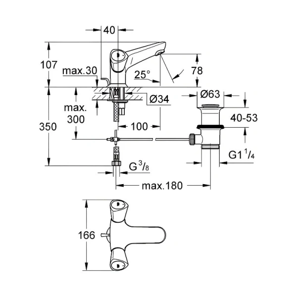 Смеситель для раковины Grohe Costa S 21255001 (детальная фотография), для раковины