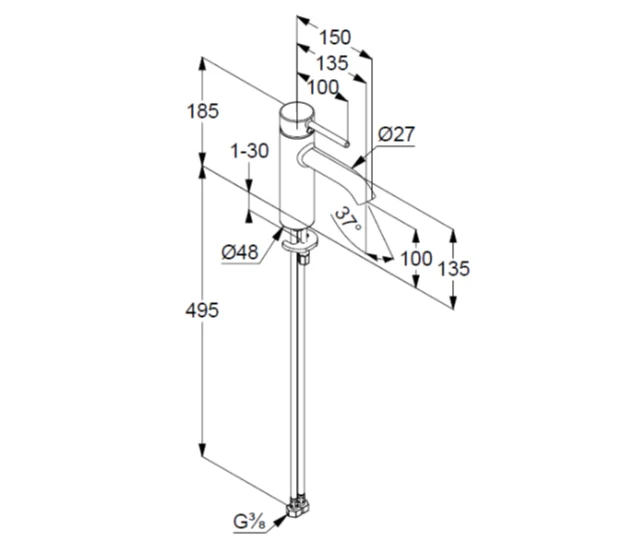 Смеситель для раковины Kludi Bozz золото брашированное 38282N076 (детальная фотография), для раковины