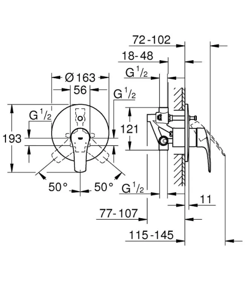 Смеситель для душа Grohe Eurosmart хром 33305003 (детальная фотография), для душа