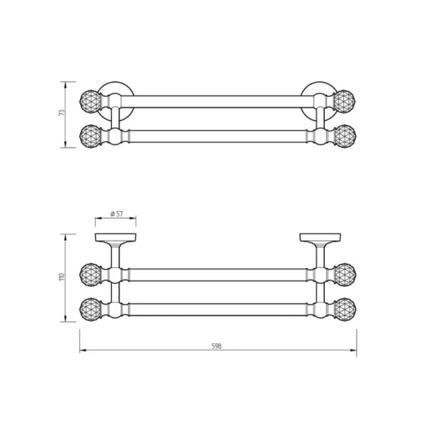 Полотенцедержатель Migliore Amerida хром 16588 (детальная фотография), классические, ретро, с кристаллами swarovski, декорированные