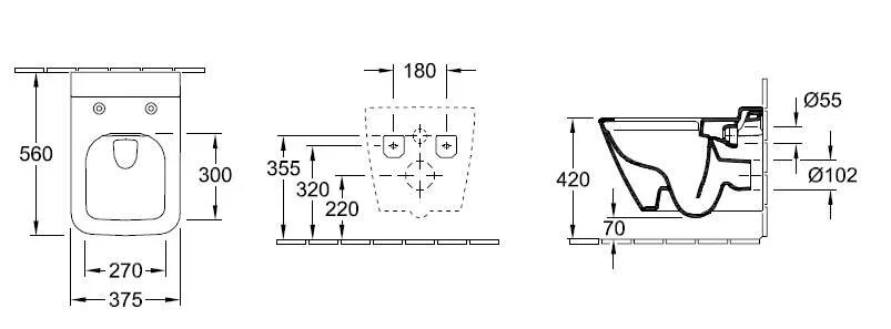 Унитаз подвесной Villeroy & Boch Finion белый альпин 4664R0R1 (детальная фотография), подвесные, встраиваемые