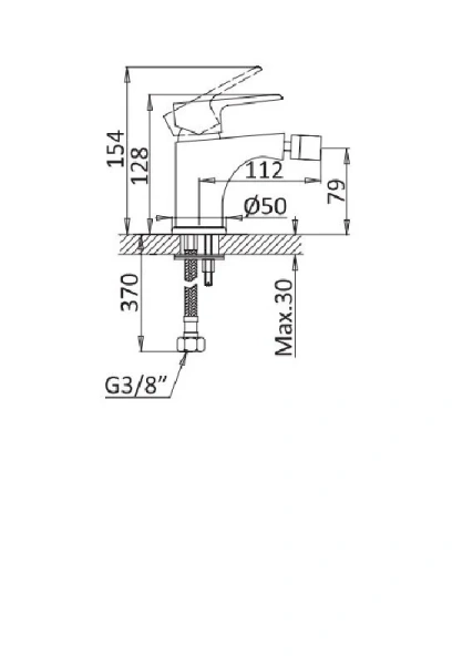 Смеситель для биде Cezares Nautic черный матовый NAUTIC-BS1-NOP (детальная фотография), для биде