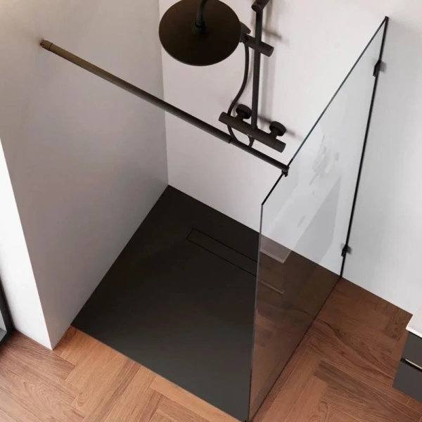 Душевая перегородка Am.Pm X-Joy 80 см профиль черный W94WI-80-F1-BTE (детальная фотография), прозрачные