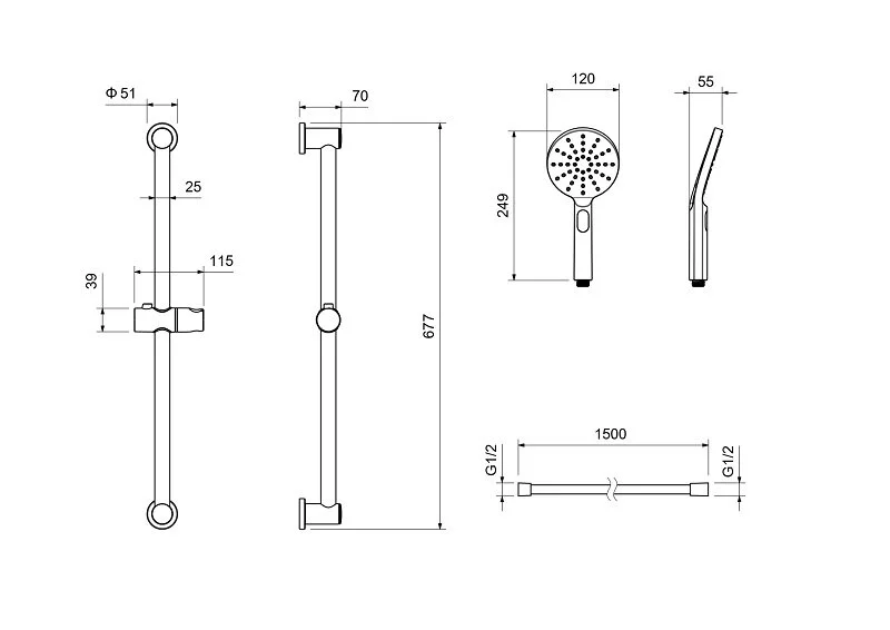 Душевой гарнитур Акватек Оберон золото шлифованное AQ2016BG (детальная фотография), душевые гарнитуры
