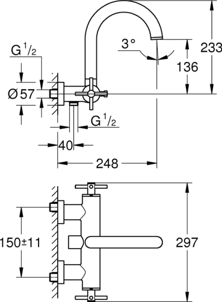 Смеситель для ванны темный графит матовый Grohe Atrio  25010AL3 (детальная фотография), для ванны