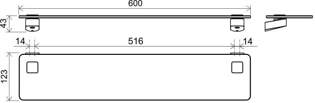 Полочка для ванной Ravak 10° X07P стеклянная (детальная фотография), современные, hi-tech