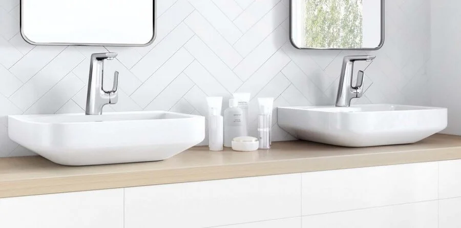 Смеситель для раковины Kludi Ameo хром 410240575 (детальная фотография), современные, hi-tech