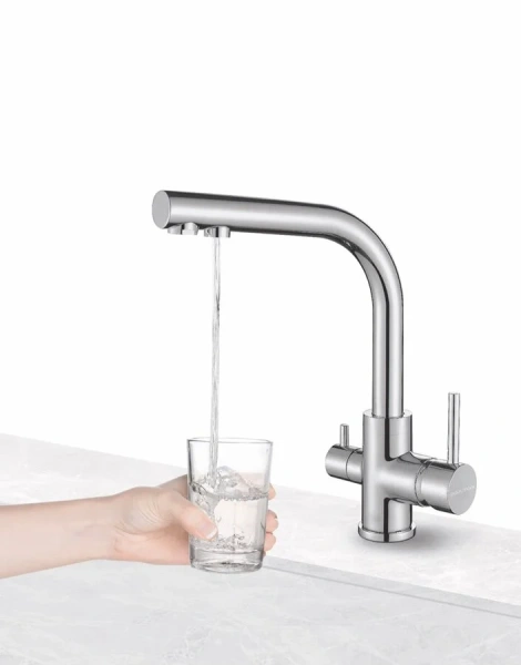 Смеситель для кухни Paulmark Essen под фильтр, никель Es213011-NI (детальная фотография), матовый хром