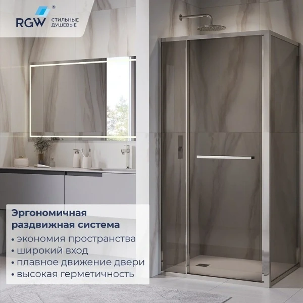 Душевой уголок RGW Leipzig LE-45 100х90 см профиль хром стекло прозрачное 77124509-11 (детальная фотография), хром